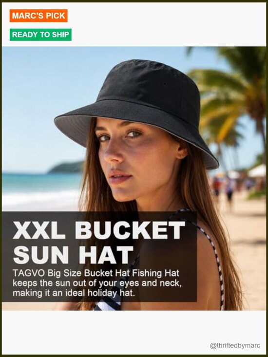 Oversize Reversible Cotton Bucket Hat with Chin Strap UPF 50+
